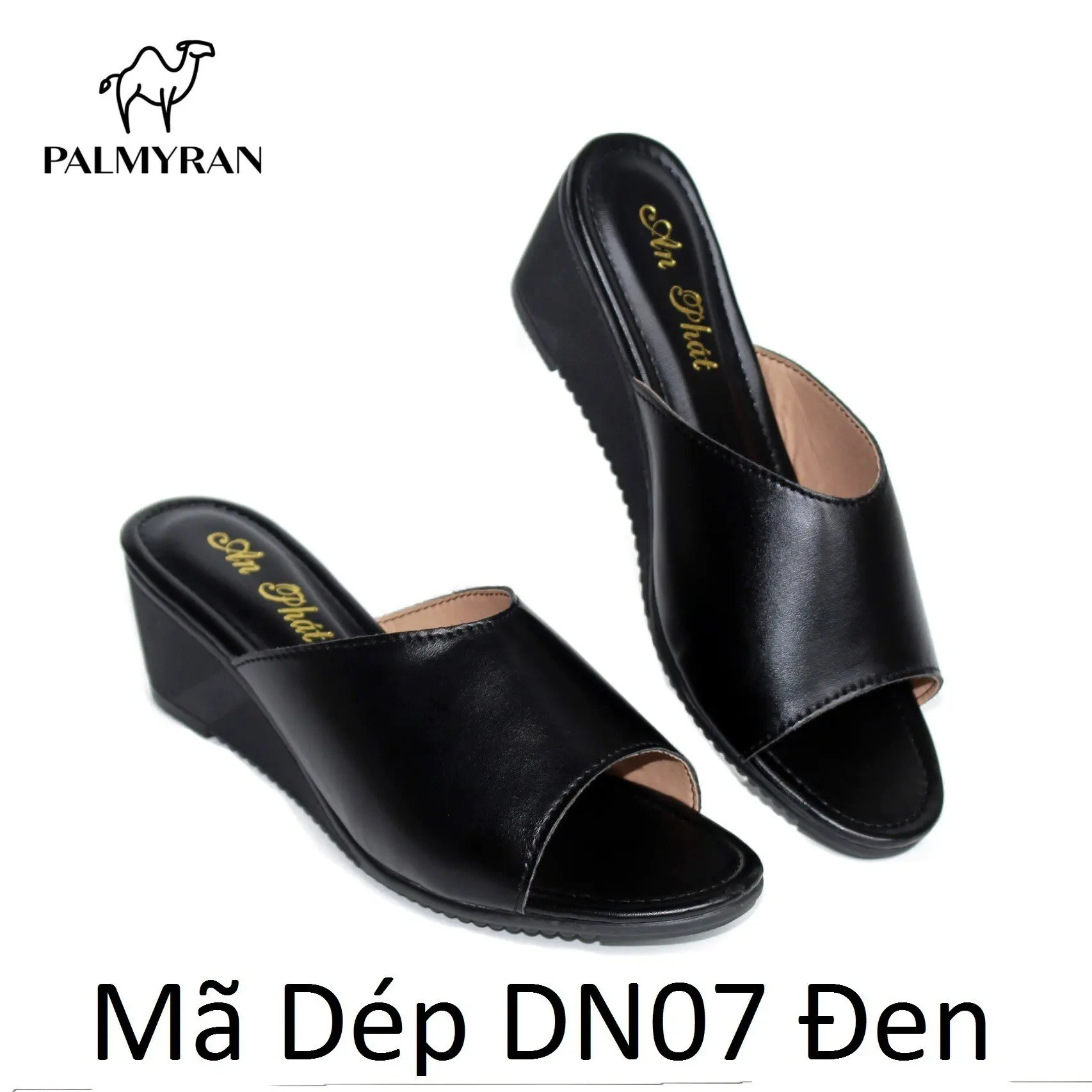 Dép nữ da xịn thật đế xuống đúc cao su cao 5cm mã DN07 palmyran