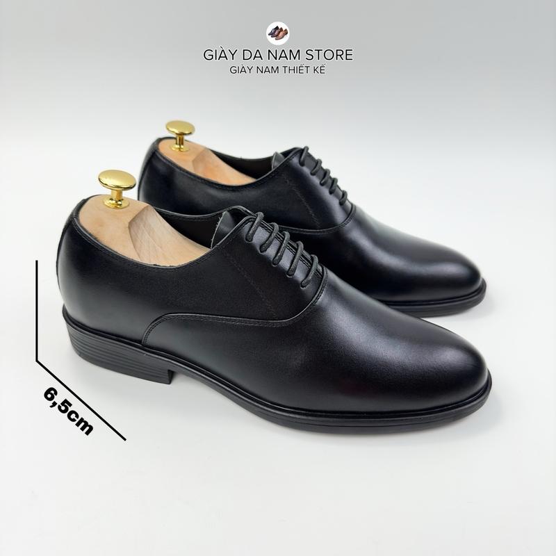 Giày Tây Nam Tăng Chiều Cao 6,5cm - Giày Da Bò Nhập Khẩu 100% Đế Cao Su - Bảo Hành 12 Tháng TĂNG CAO TRƠN