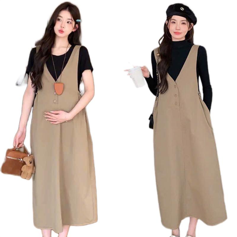 Sét yếm bầu MAMADRESS THU ĐÔNG Yếm Kèm Áo Tăm Dài Tay SY11 - Váy Bầu, Đầm Bầu