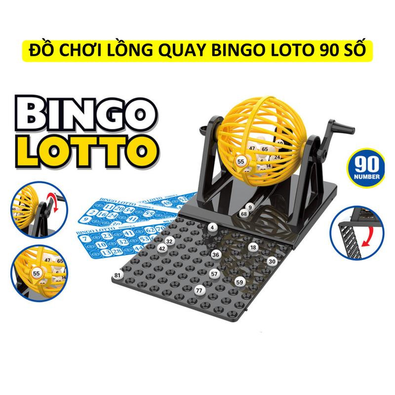 Đồ Chơi Lồng Quay Lô Tô Bingo Lotto 90 Số, 12 Phiếu Dò