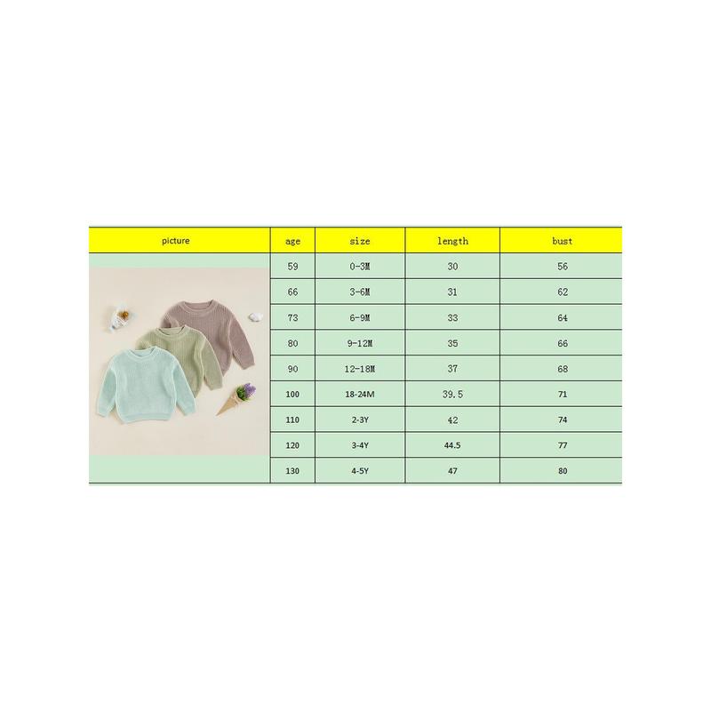 Product Introduction of Little Boy Girl Knit Sweater Causal Solid Color Crew Neck Long Sleeve Pullover Tops for Fall Winter 0