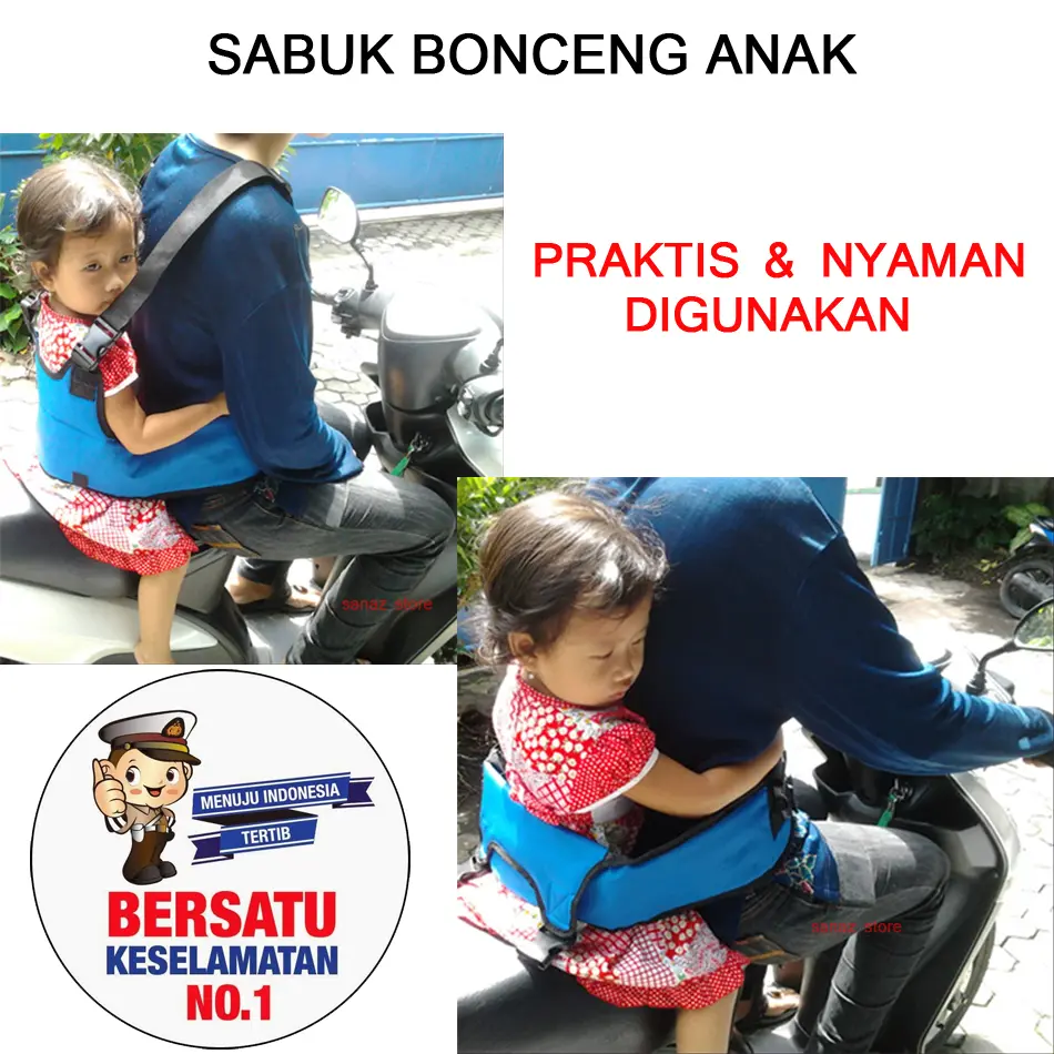 SABUK BONCENGAN ANAK / SABUK BONCENG MOTOR ANAK DEPAN DAN BELAKANG / SABUK BERKENDARA/SABUK PENGAMAN