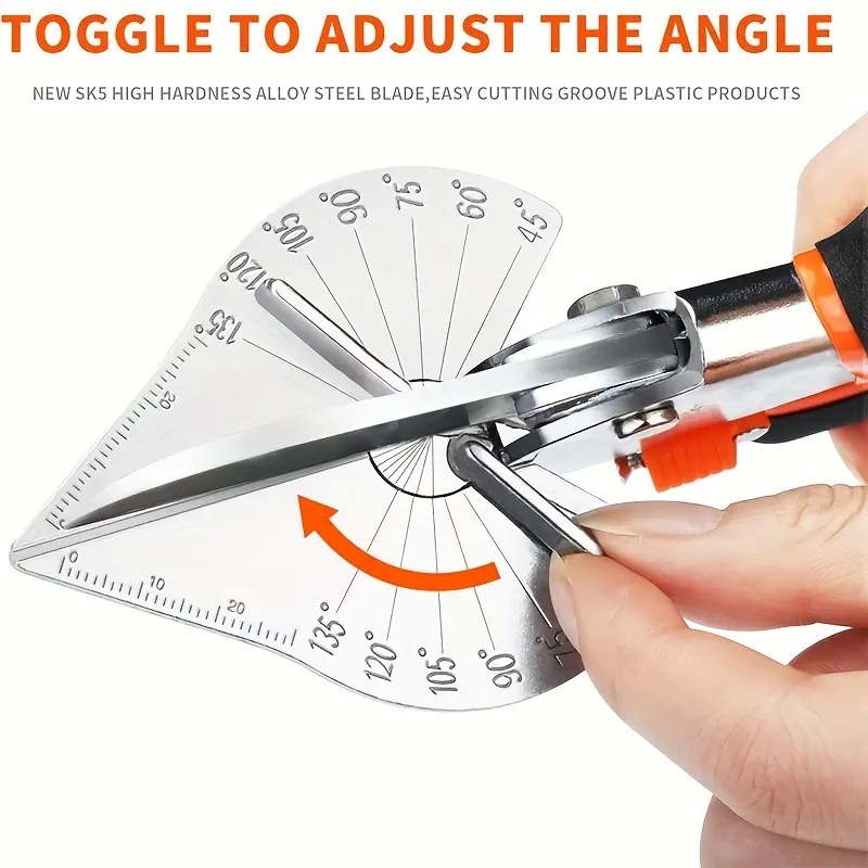 Adjustable 45-135 Degree Angle Wire Cutting/Miter Shears for Forming and Trimming - Durable Carbide Blade, Great for Wood, Plastic, PVC, Plastic Cutting Shears | Compact Utility Tool | Precision Cutting Scissors