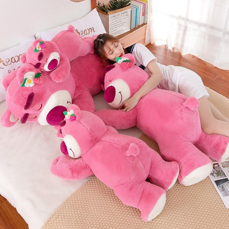 Gấu Dâu Nhồi Bông Nằm Ngủ Dễ Thương Lông Xù Hàng Cao Cấp Thú Nhồi Bông Thú Bông Phát Nhạc Đồ Chơi 1