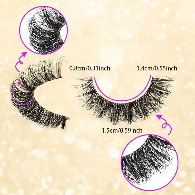 Fluffy Wispy Cat Eye Style Fake Lashes, 10 Pairs Natural Curling Eye Makeup Strip Lashes, Full Volume Eyelash for Lashes Extensions, Cosmetic Gift 1