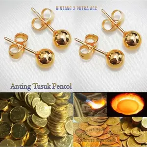 NEW Anting tusuk Terbaru Terbuat dari KOIN LOGAM 1991 Lapis Emas Tahan Karat ( FREE COD )