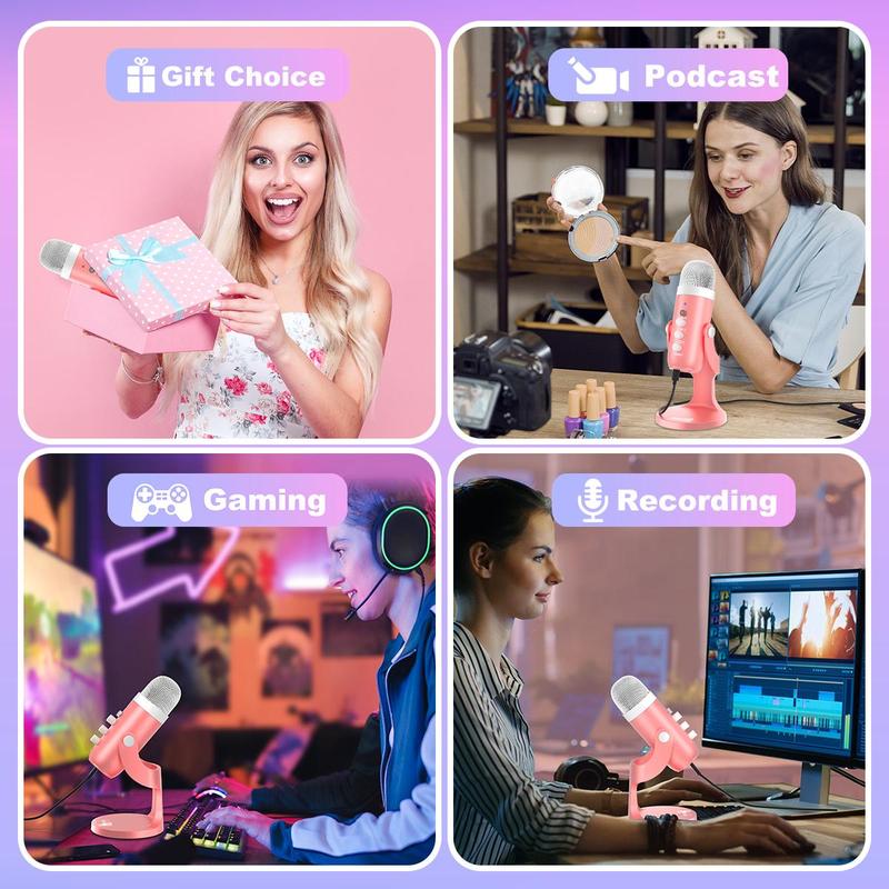 Product Introduction of HAOMUREN USB Microphone, Condenser Gaming Mic with Gain-Knob, Press to Mute, Monitor/Volume/Echo Adjustment for Phone/Laptop/PC/PS4/5/Computer, Come with Stand Base, Audio 6