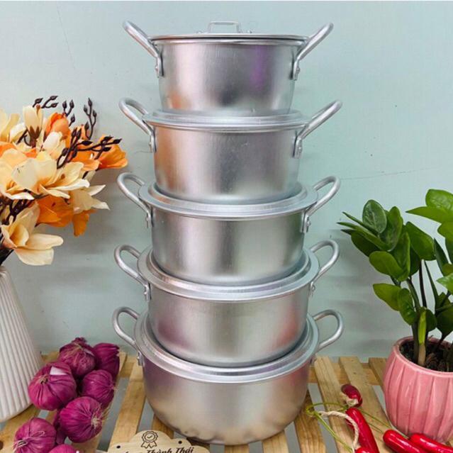 Bộ Nồi Nhôm Hải Phòng Xoong Nhôm Quốc Dân 6 Cái, Đường Kính 18-28cm, Hợp Kim Nhôm Hàng VNXK