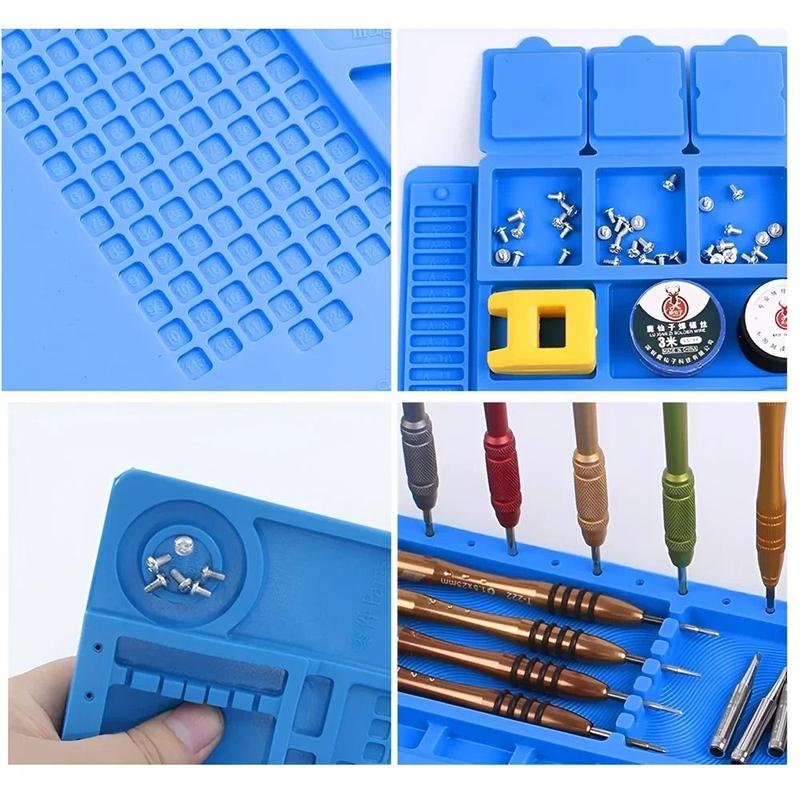 Product Introduction of Environmentally Friendly Heat Resistant Antistatic Soldering Mat Waterproof Blue Silicone Soldering Mat Dustproof Silicone Repair Pad Phone Repair Tool 11