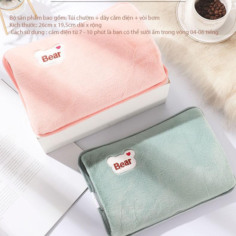 Túi sưởi, chườm nóng bụng, giảm đau bụng, giữ ấm hạ sốt gấu Bear cắm điện 9