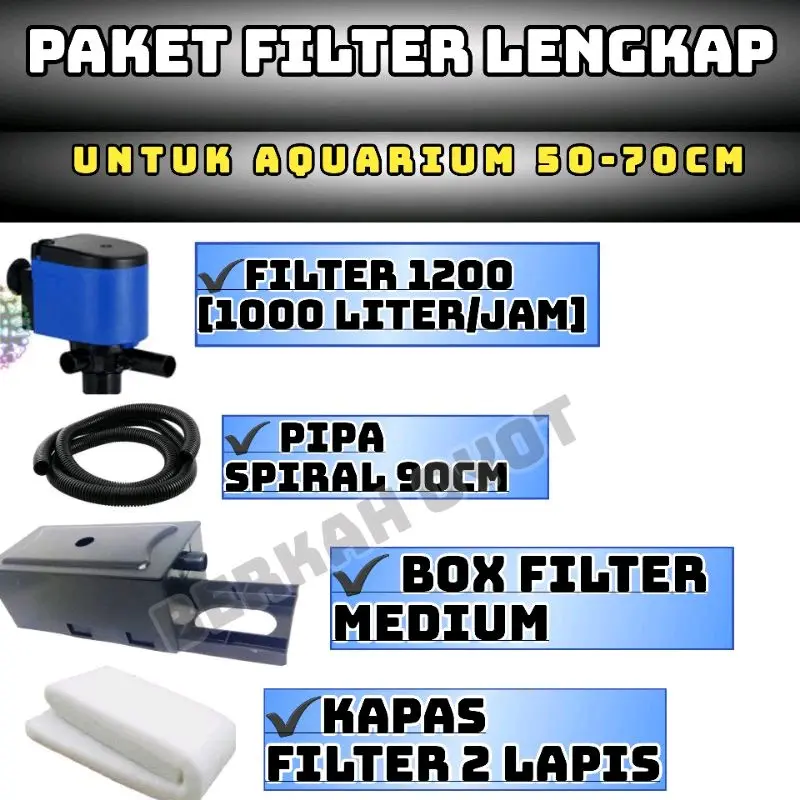 TOP FILTER AQUARIUM PAKET KOMPLIT BONUS KAPAS 2 LAPIS