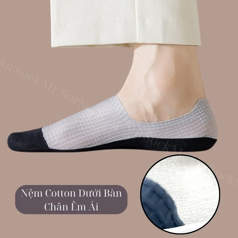 Combo 6 đôi Tất/Vớ hài nam Caro có silicon chống tụt gót, chất lụa cực mềm và mát Menswear 5