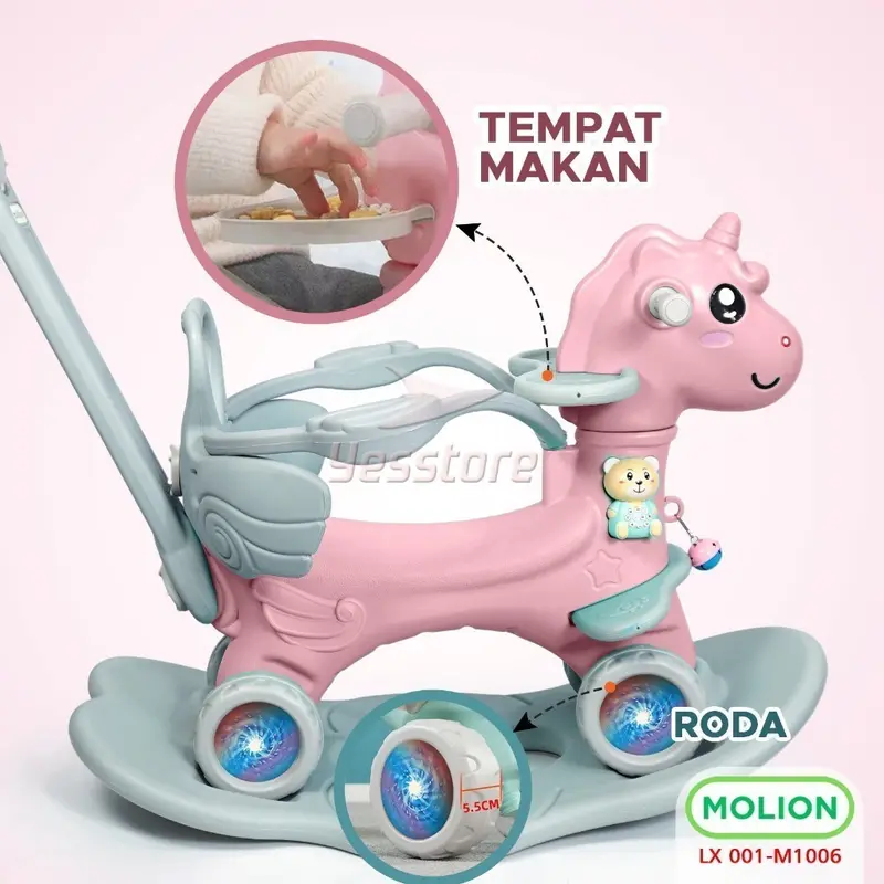 SPEEDS X MOLION SNI Mainan Kuda Kudaan 4in1 Anak-anak | Mainan Kuda Jungkat Jungkit Rocking Horse Berstandar | Kualitas Tinggi, Sangat Baik Sekali | 001-M1006 2