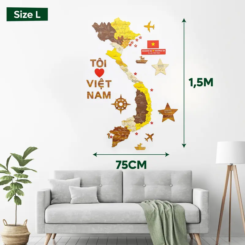 [63 TỈNH THÀNH] Bản Đồ Gỗ Việt Nam 63 tỉnh thành đầy đủ quần đảo Hoàng Sa và quần đảo Trường Sa Decor Trang Trí Dán Tường Phòng Khách, Nhà Cửa, Công Ty, Bàn Làm Việc, Trường Học, Cơ Quan Văn Phòng 3