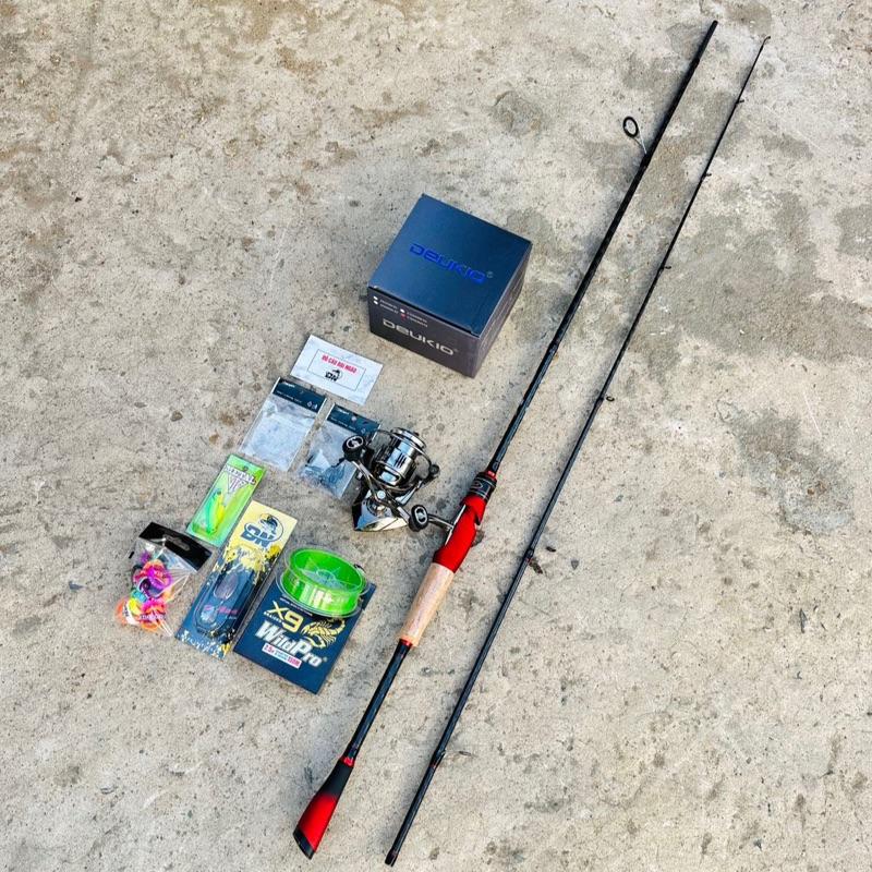 Combo Câu Cá Lure Cần Bọ Cạp Đại Ngáo Cacbon xoắn X Toàn Thân Máy Deukio C3000 MHG ( Chuẩn hãng ) kèm khoá link leder