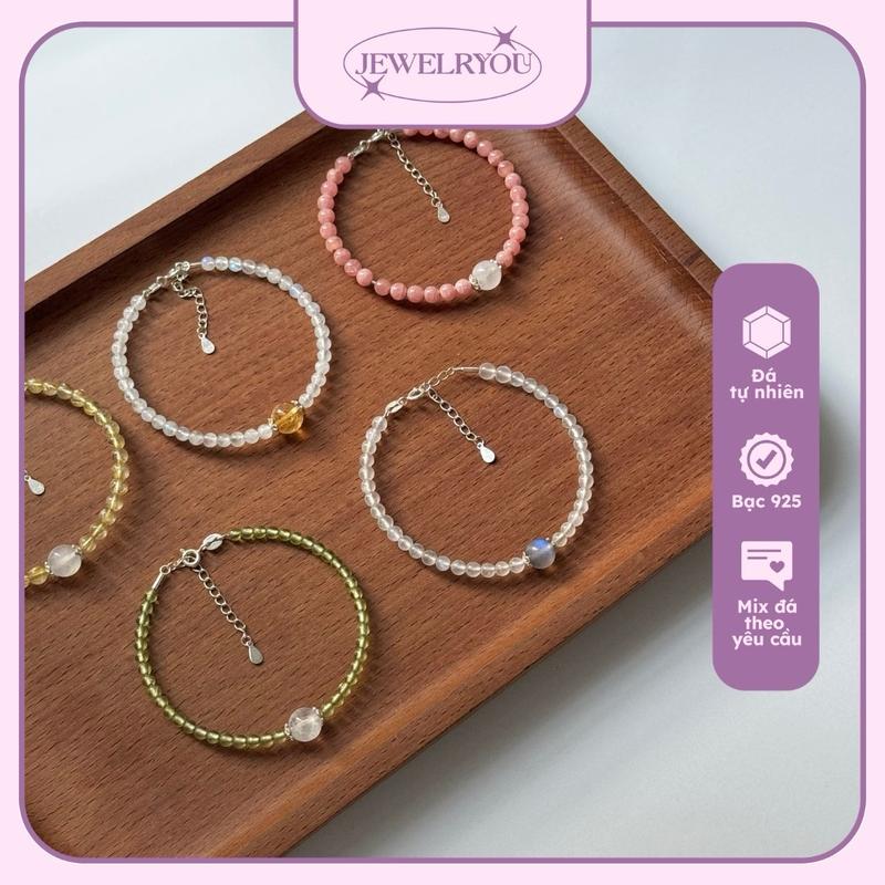 Vòng tay phụ kiện kiềng bạc s925 Jewelryou đá năng lượng tình duyên may mắn tài lộc công việc - Jew02