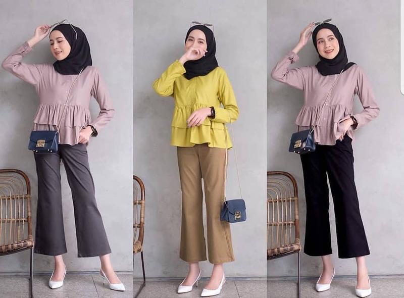 Product Introduction of Celana Cutbray Kancing Casual Basic Wanita Bahan Katun Twill Combed Ukuran Standar Kain Melar Nyaman Panjang Tebal Stretch Baggy Fit 3