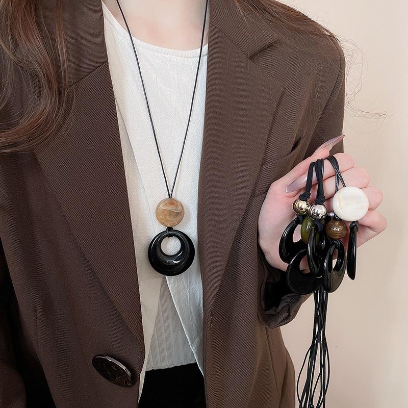 Vòng Cổ Mặt Dây Chuyền Đính Cườm, Chất Liệu Da Nhân Tạo Phong Cách Dân Tộc, Thiết Kế Độc Đáo, Thiết Kế Đẹp, Dây Chuyền Xương Đòn Dài, Phụ Kiện Cổ Điển Đơn Giản