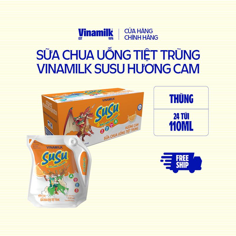 Sữa chua uống TT Hương Cam Vinamilk Susu - Thùng 24 Túi 110ml