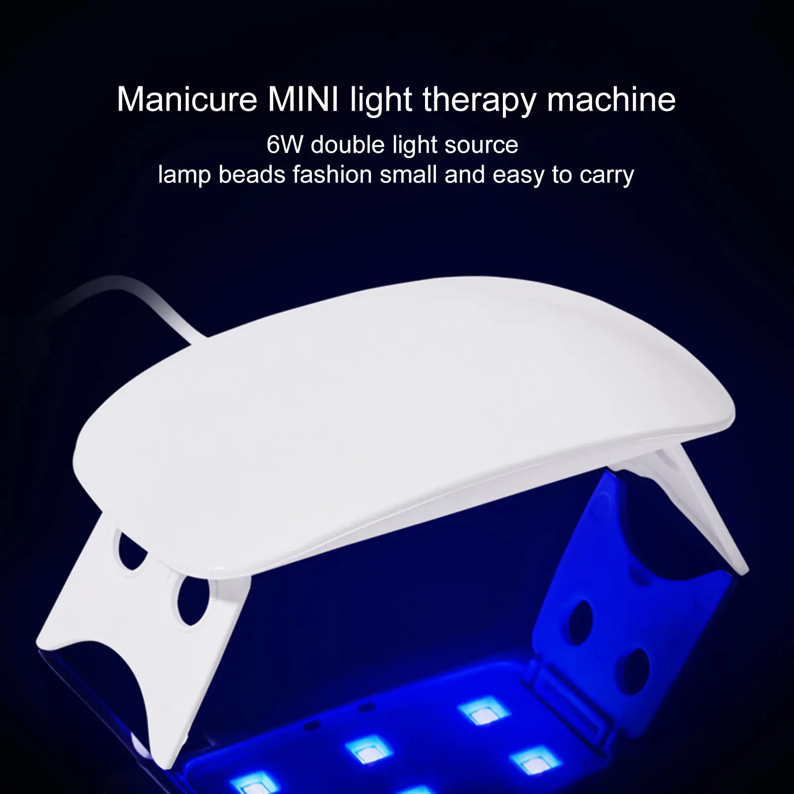 Đèn Làm Móng Tay Không Màu Đen, Nguồn Sáng Kép, Sạc USB Nhanh Khô, 6 Hạt Đèn, Máy Quang Trị Liệu Móng Tay Không Đau, Cung Cấp Cho Phụ Nữ