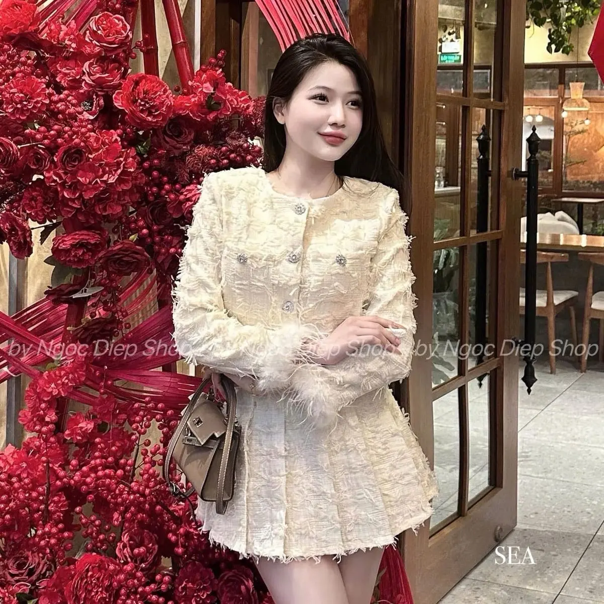 Set dạ ép cúc ngọc cao cấpppp Nữ