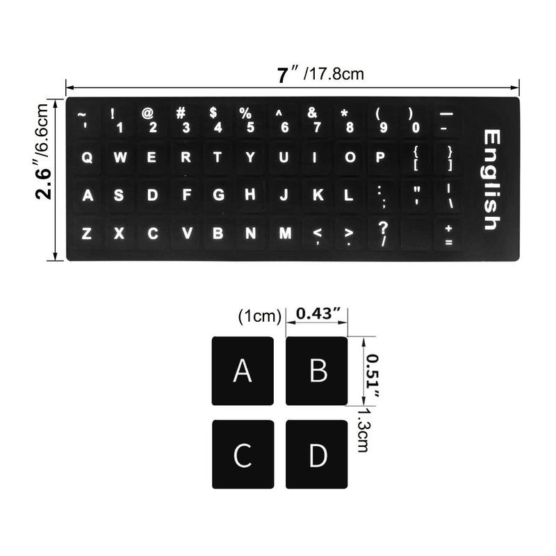 English Keyboard Sticker, Letter Pattern Keyboard Decal, Universal Keyboard Decoration Accessories for Home Office 1