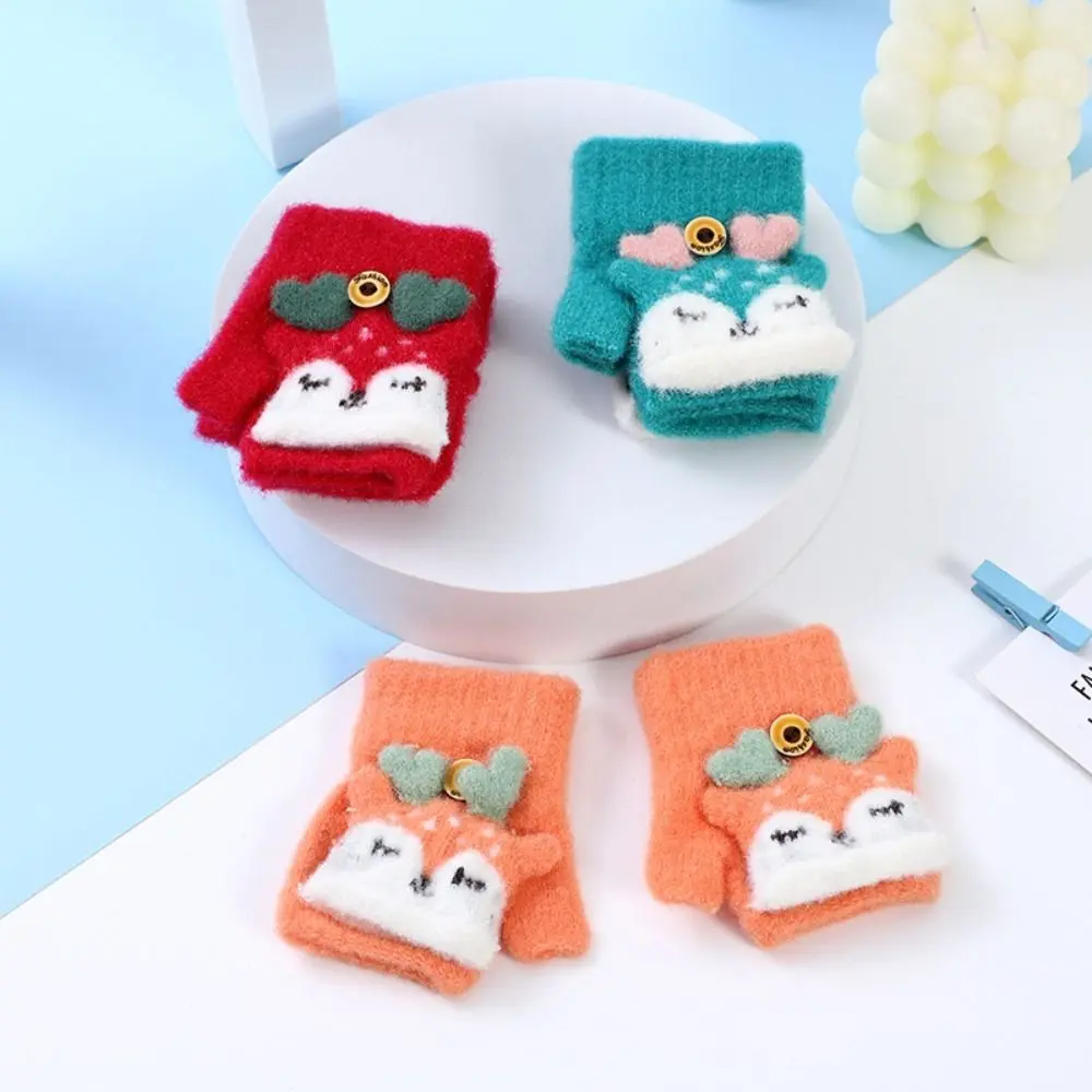 Cartoon Knitted Kids Gloves Thick Fingerless Fingerless gloves Mitten Winter
