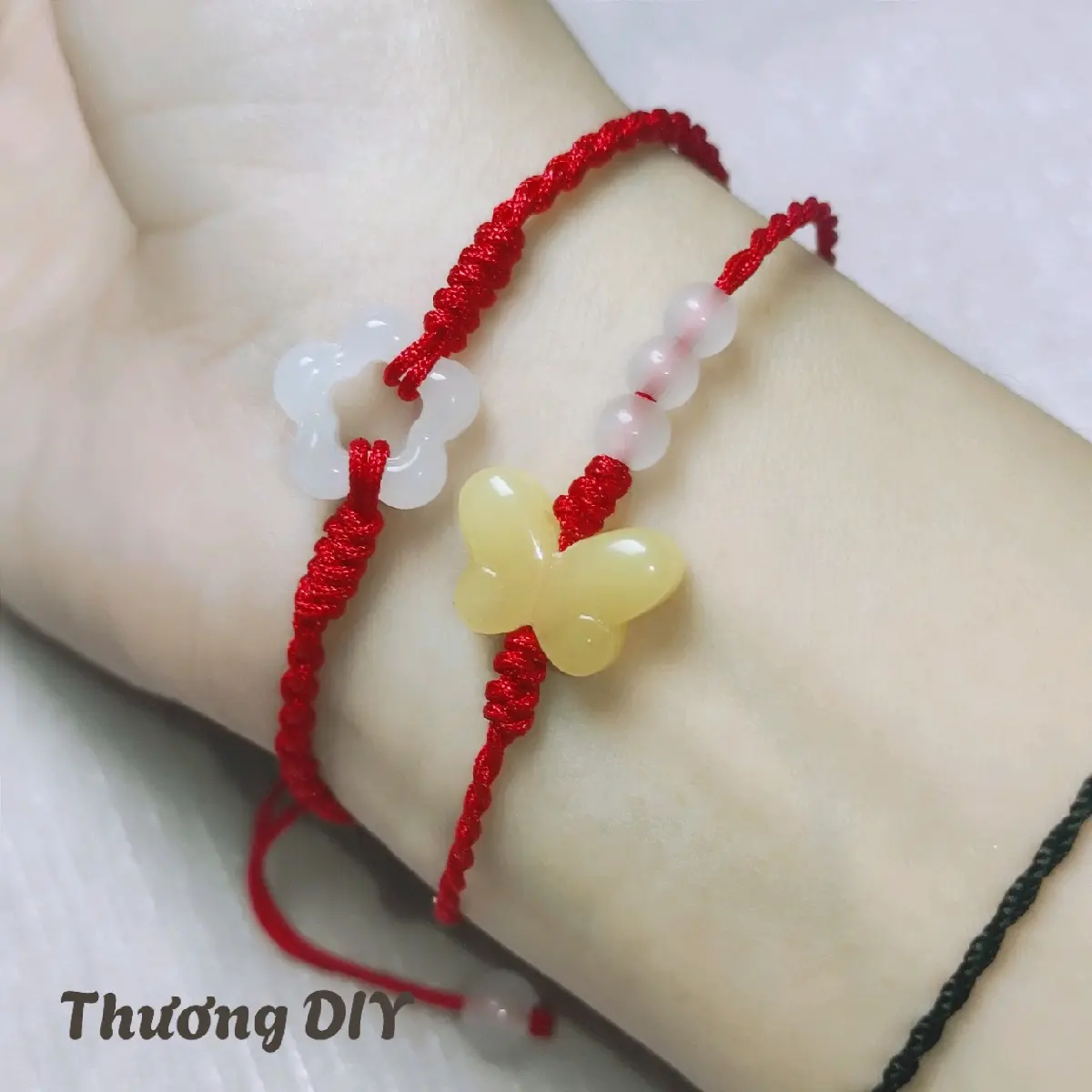 Vòng Tay Handmade Charm Hoa Bướm Dễ Thương Điều Chỉnh Kích Thước 14-24cm hat chỉ