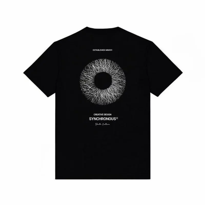 Tshirt Synchronous Black Unisex New Kaos Pria Wanita Tees Combed Hitam Distro 0