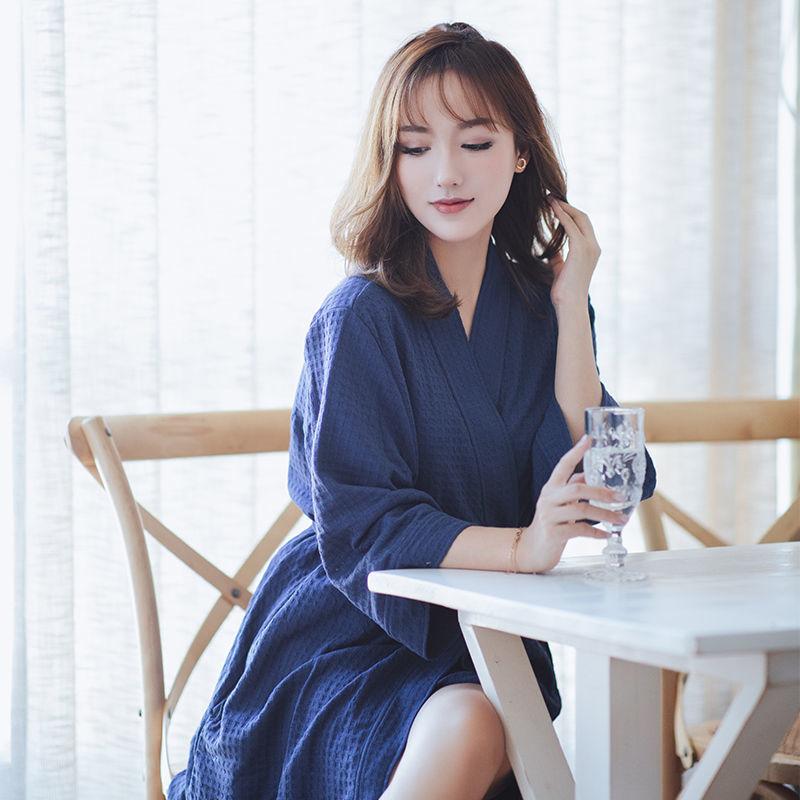 Áo choàng tắm, mỏng, rộng rãi, dành cho nam và nữ, thích hợp cho mùa Mùa Xuân và mùa thu, cỡ lớn cho khách sạn, thấm hút, áo choàng tắm, áo choàng buổi sáng mùa hè, đồ ngủ cặp đôi 6