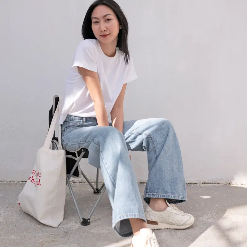 [Hashtagem] Quần Jeans Nữ Ống Rộng Wide Leg Jeans, Lưng Cao, Form Suông Rộng, Màu Xanh Sáng, Chất Cotton Không Co giãn, Wash Hông Thời Trang (WLJ.1) Pants Women Ong 3