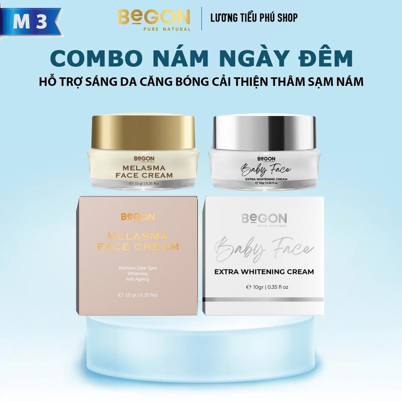 Mã 11 Combo Kem Nám Ngày Đêm | Kem Baby Face 10gr + Kem Nám Melasma 10gr | Hỗ Trợ Dưỡng Da Nám Sạm Tàng Nhang | BEGON