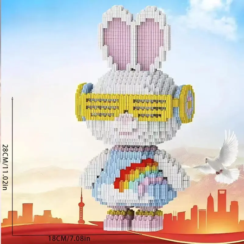 Rabbit Design Building Blocks Toy, 5010pcs Cute Animal Assembly Models, Creative Desktop Decoration for Home Office 1