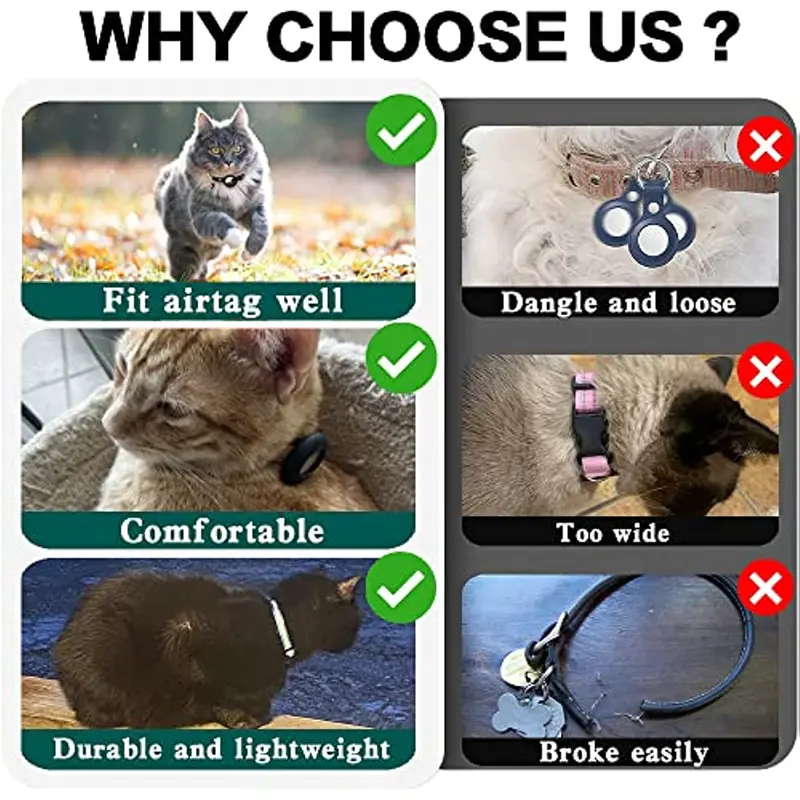 Cat Collar Pet Strap Case Airtag Cover Kalung Pengenal Aksesoris Peliharaan Kucing Lonceng Kerah Reklektif Anabul Bahan Nilon Anti Hilang 4