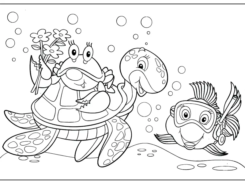Kertas Gambar Mewarnai IKAN / HEWAN AIR 4