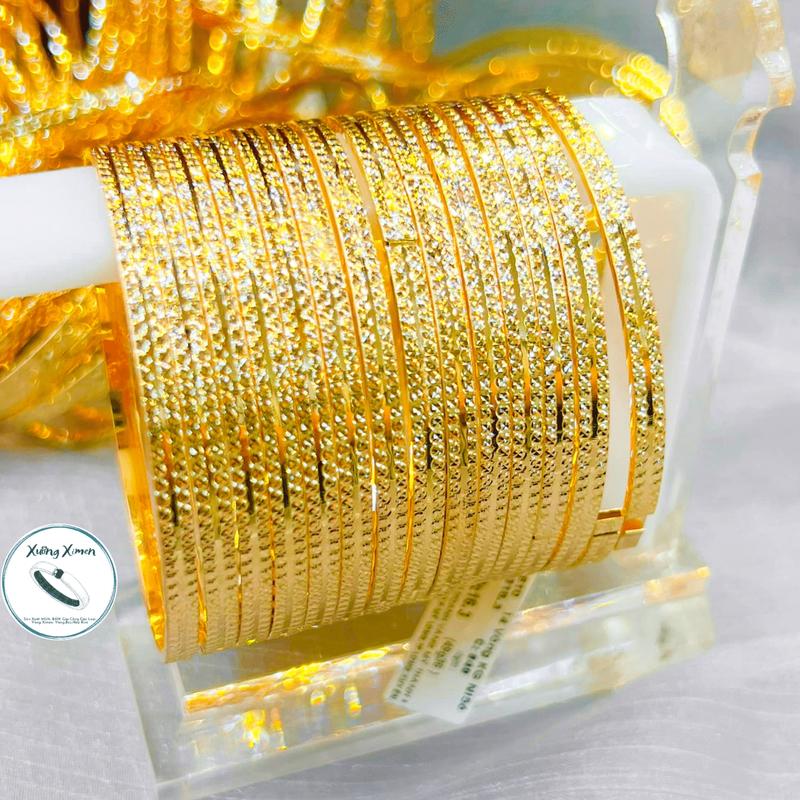 Bộ 7, Bộ 9 Chiếc Vòng Ximen Đồng Vàng Mẫu Chạm Ý 18k Bảng 3l5 Màu 610 Sài Gòn Có Khóa Lưỡi Gà Mang Hàng Ngày Không Phai Trắng