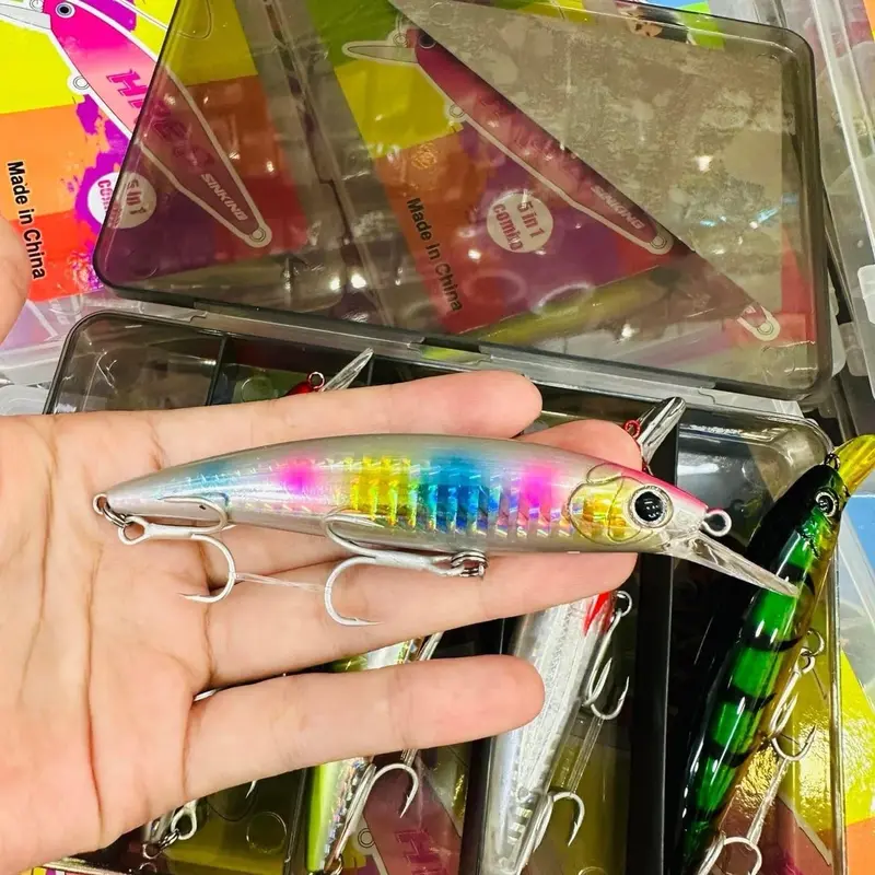 Mồi Lure HR SS98 Chuyên Câu Cá Chẽm, Măng, Chét, Nhồng Dài 98mm Nặng 14.5g Action Floating Lưỡi BKK 1 Hộp 5 Con Tặng Hộp 3