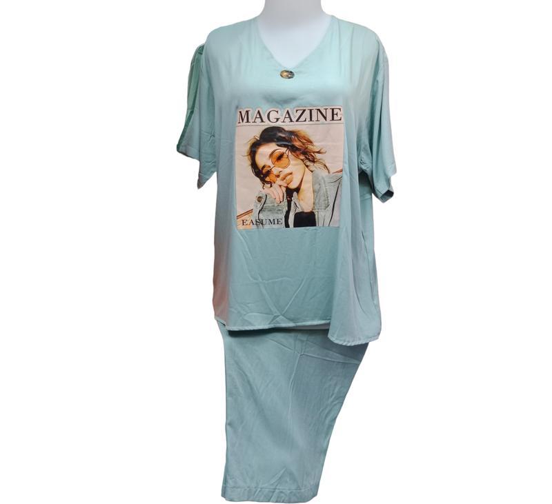 new sherlyn Setelan Rayon Twill Premium Lengan Pendek Celana 7/8 lembut motif wanita  Panjang Sablon Baju 1