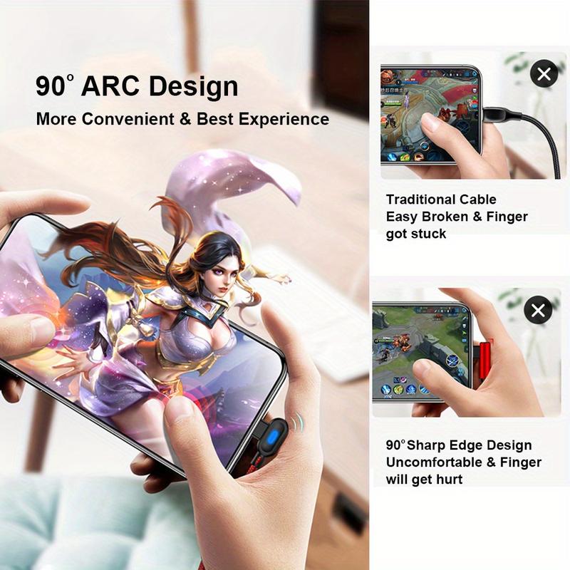 Product Introduction of Double Elbow 90 Degrees 1pc/3pcs/5pcs Mobile Phone Cables Data Transmission Micro USB C Cable For Samsung/Xiaomi/OPPO/VIVO 6