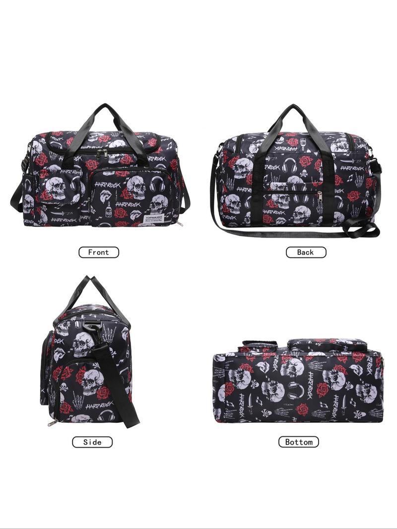 Product Introduction of Pumpkin Ghost Pattern Travel Bag, Large Capacity Duffel Bag, Waterproof Overnight Travel Bag, Portable Weekender Bag for Business Travel Sports Fitness 4