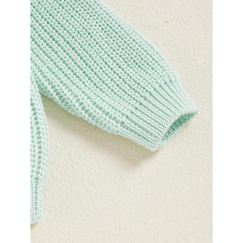 Product Introduction of Little Boy Girl Knit Sweater Solid Color Crew Neck Long Sleeve Pullover Tops for Fall Winter Causal Sweater 47