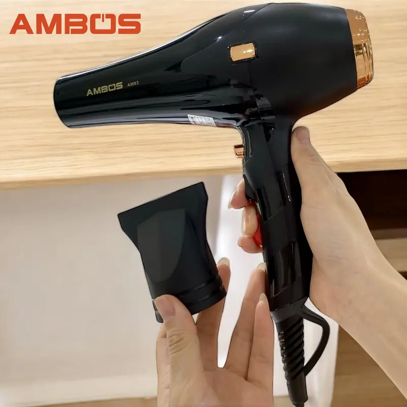 Máy sấy tóc Ambos bản Cao Cấp AM83 sấy 3 mức nhiệt nóng lạnh, ion âm và ánh sáng nano xanh giúp mượt tóc chống khô xơ, có chế độ ngắt bảo vệ quá nhiệt, lực sấy mạnh, bảo hành đổi trả toàn quốc 8