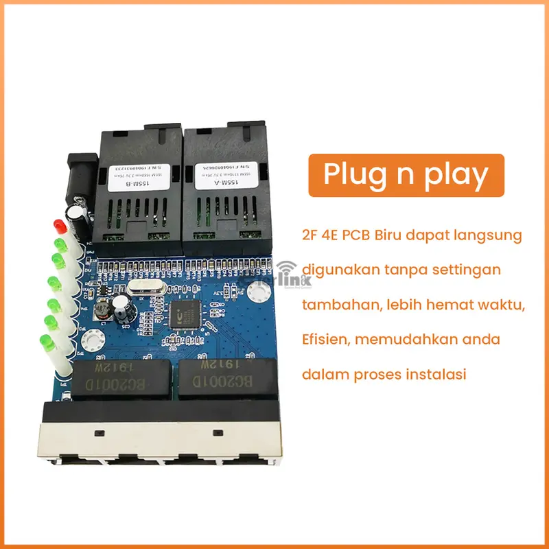 Support POE PCBA 10/100M 2F4E 2 SC 4 RJ45 Ethernet  PCBA Single Mode 5V-12V input 4