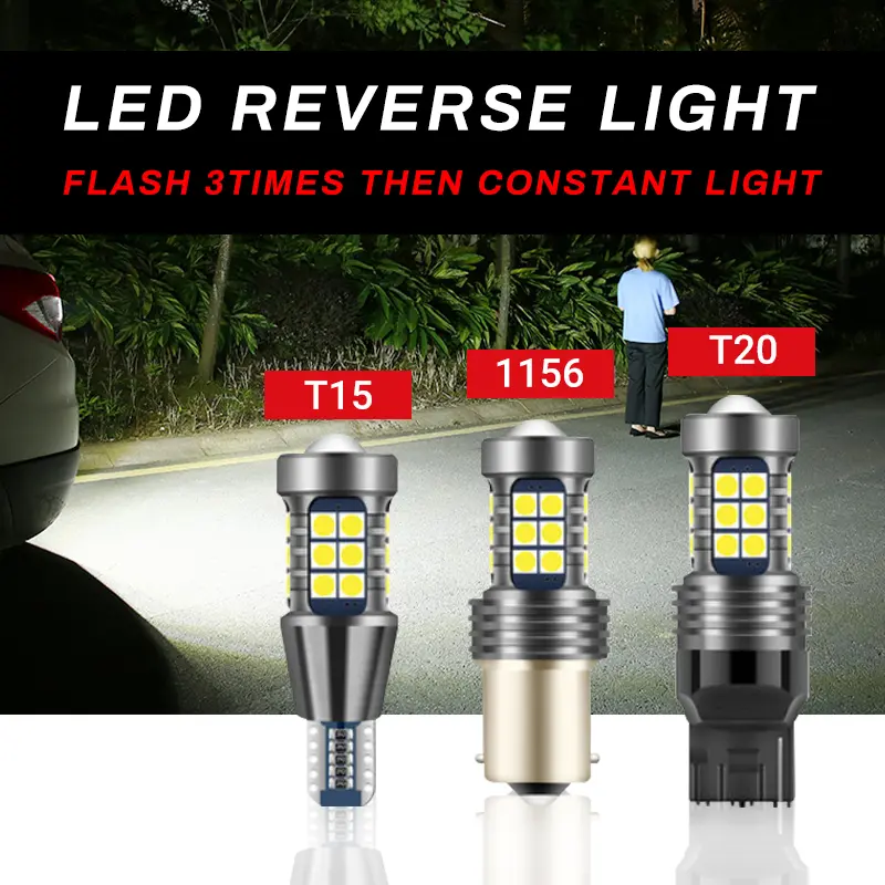 1PC 27LED Car Reverse Light Bulb Flash & Non Flash T15/W16W T20/7440 1156/P21W (Strobe 3 Times + Constant)