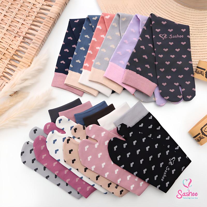 Kaos Kaki Wanita Jempol muslimah Rajut Motif Polka love Dewasa Panjang Hijab Sashee Original All Size muslim 0