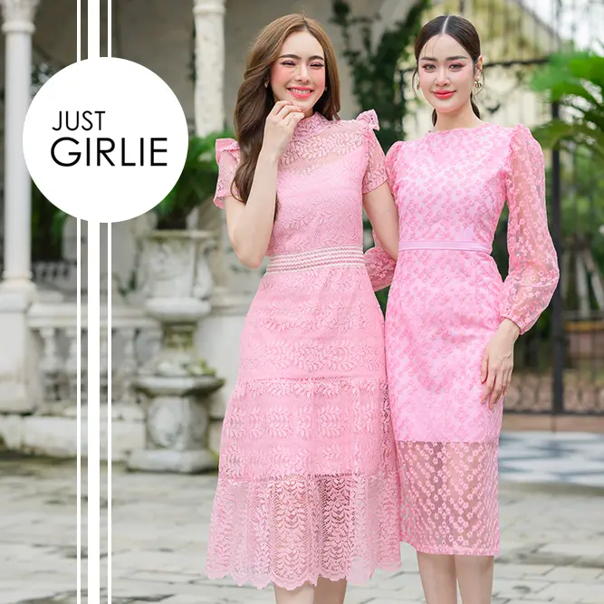 คอลเลชั่นชมพู ชุดเดรสชมพู เดรสใส่ออกงาน ธีมชมพู ชุดสวยราคาถูก มีไซส์ S M L