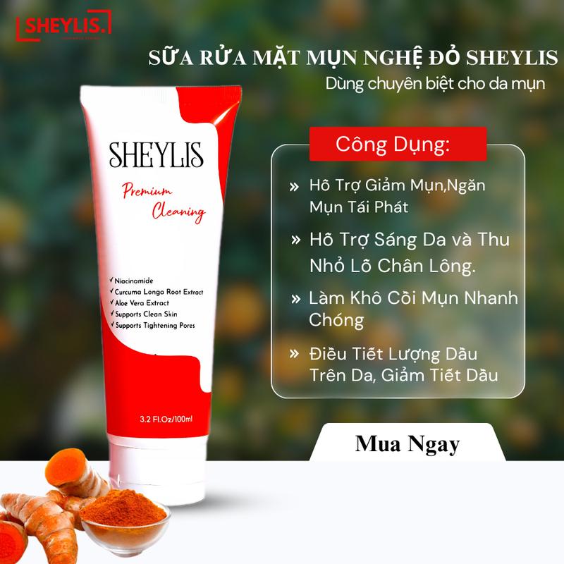 SỮA RỬA MẶT NGHỆ ĐỎ SHEYLIS PHÙ HỢP CHO DA DẦU MỤN,DA NHẠY CẢM, TUỔI DẬY THÌ, GIẢM MỤN, NGỪA THÂM 100ML Skincare Dưỡng Da