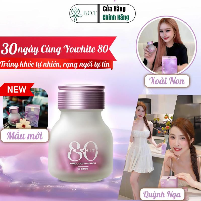 Viên Uống Tái Tạo  Yo White 80 Chính Hãng B.O.T - Giải Pháp Tuyệt Vời Cho Làn  Sáng Mịn   uống trắng  body  viênuong trangda   viên collagen dưỡng da yo80 glutathione sâm tố nữ