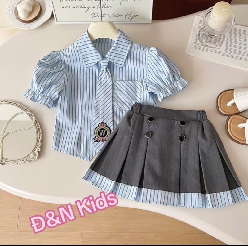  SÉT ÁO SƠ MI CV XẾP LY BÉ GÁI CAO CẤP Cho Bé Cotton 