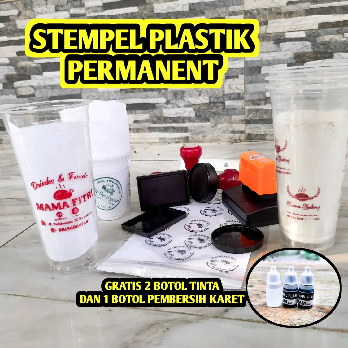 stempel cup plastik minuman waterproof, suport semua media Label